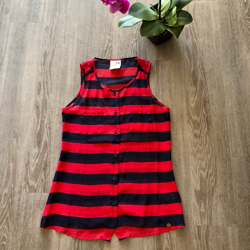 Red and Navy Top